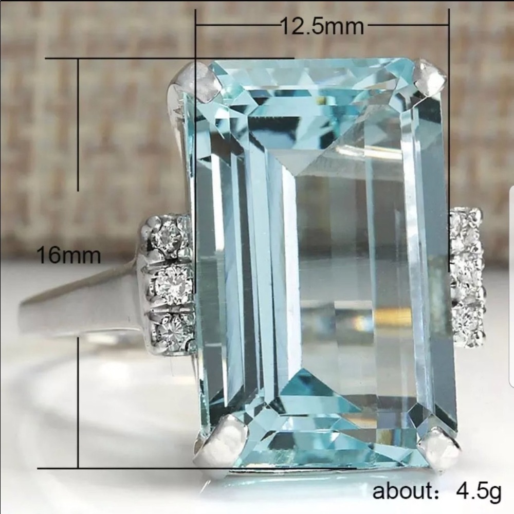 New sterling stamped S925 blue Aquamarine ring - Picture 3 of 6